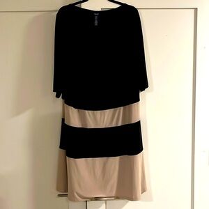Chaps - Midi dress Color Block,  Black & Tan   3/4 sleeve, 18W - Used Good